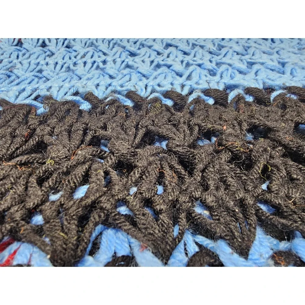 VTG Large Colorful Crocheted Afghan Blanket Throw 100x45 Grannycore Handwoven